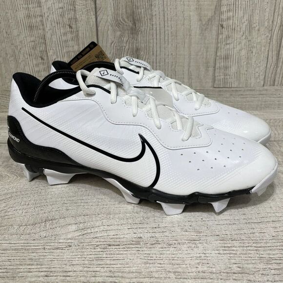 Nike Alpha Huarache 4 Men Size 12 White Black Baseball Cleats DJ6524-101 Diamond - Picture 4 of 9